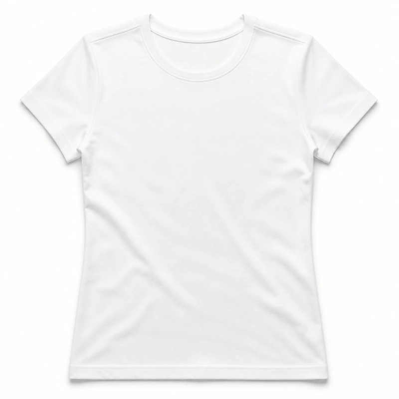 Camiseta básica feminina branca, foto do produto.